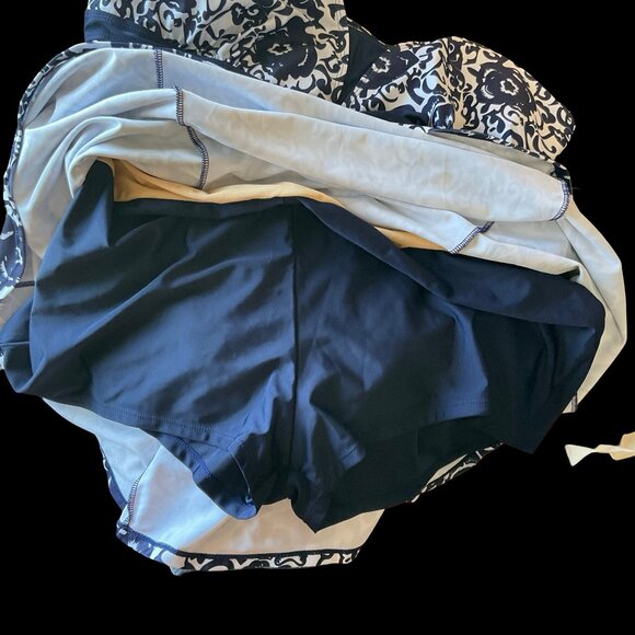 Navy/White Floral Print Swim Dress w/ Boy Shorts - Picture 4 of 4